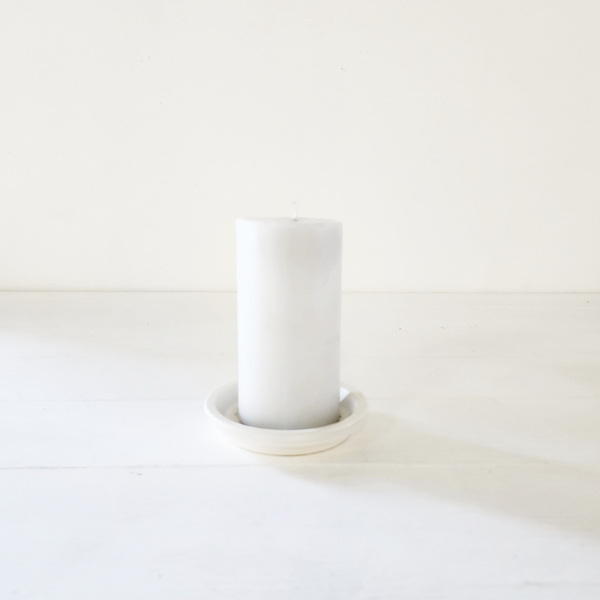 Pottery Candle Trays - Antique White